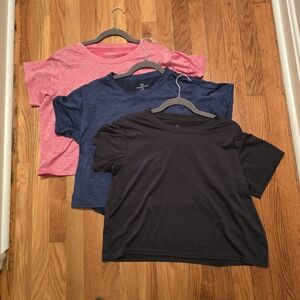 Women's Athletic Crop Tops - Pink, Blue, and Charcoal Gray